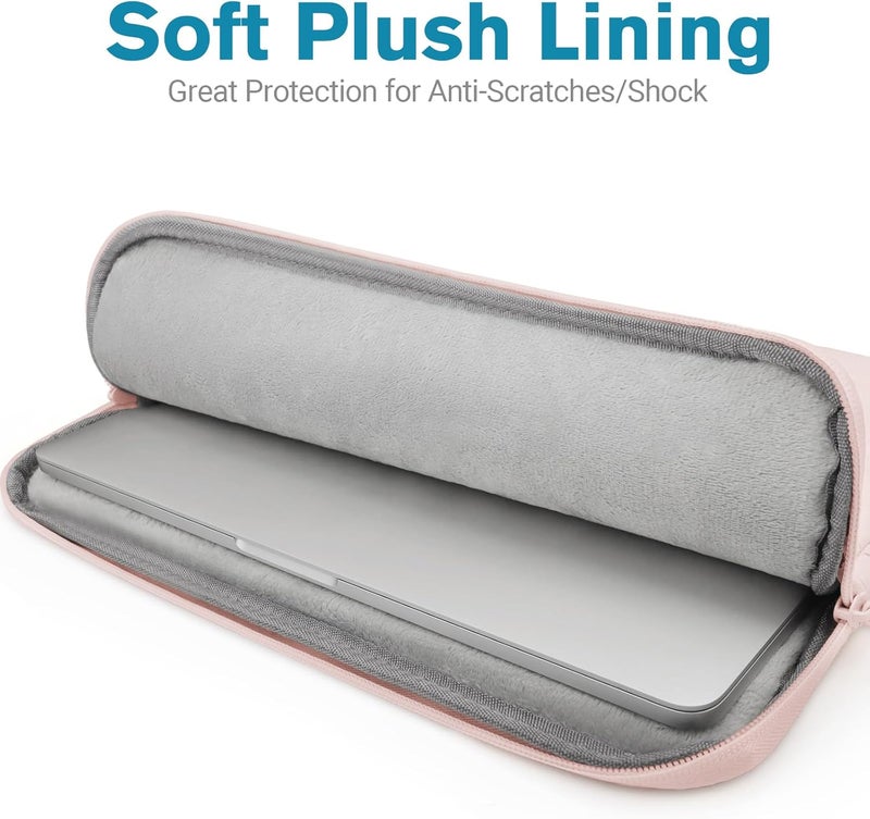 TECOOL Puffy Laptop Case 14 inch, Laptop Sleeve 14 inch for 14" Lenovo Thinkpad Ideapad HP EliteBook Pavilion Dell Chromebook, Protective Waterproof Sleeve 14 inch Computer Bag with Small Case,Pink - Image 4